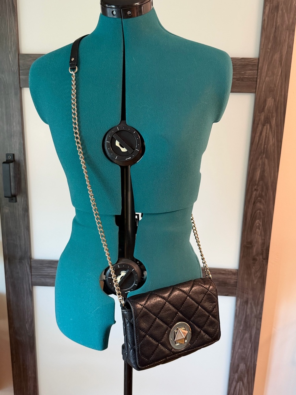 Kate Spade Black Quilted Crossbody with Chain Strap